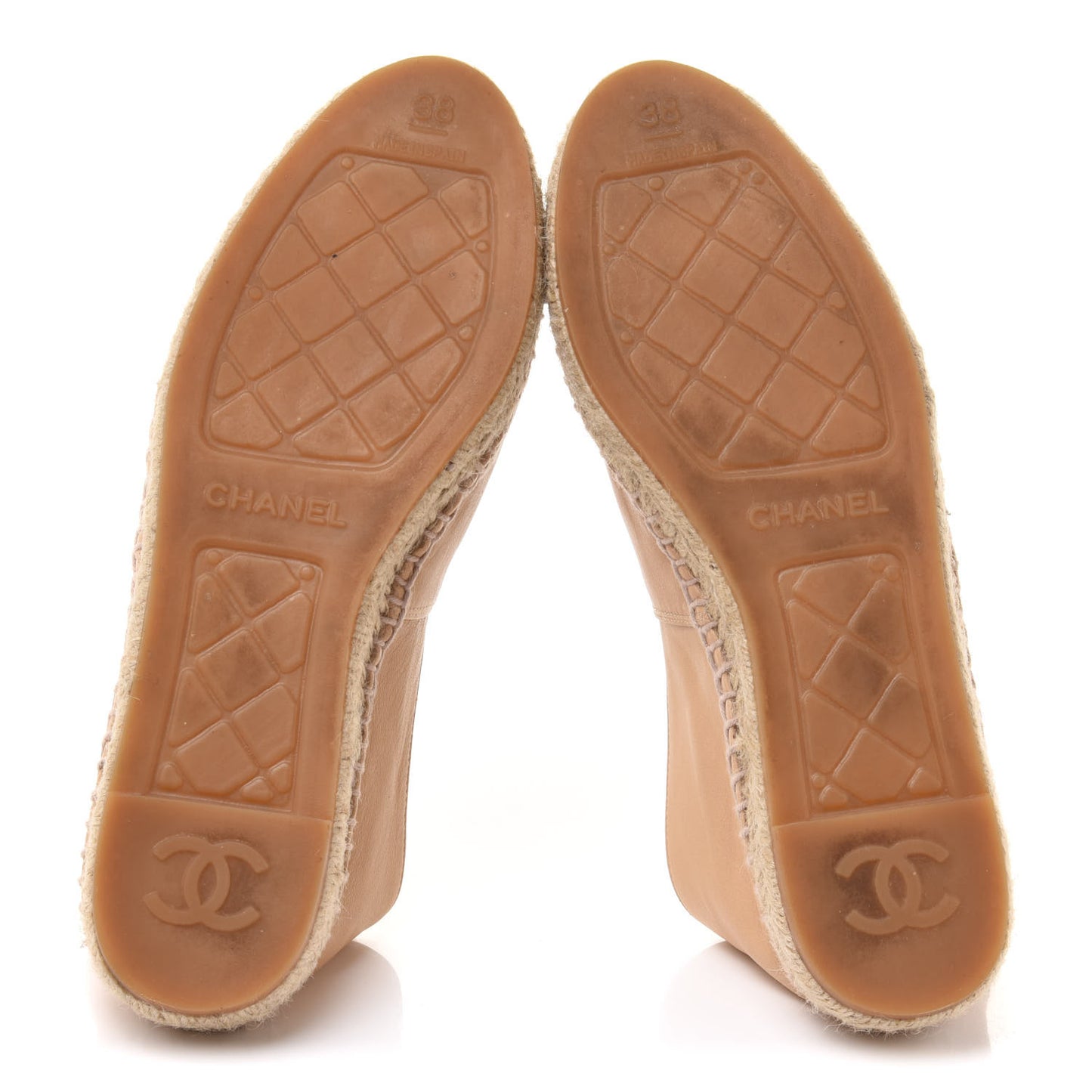 Lambskin CC Espadrilles 38 Beige Black