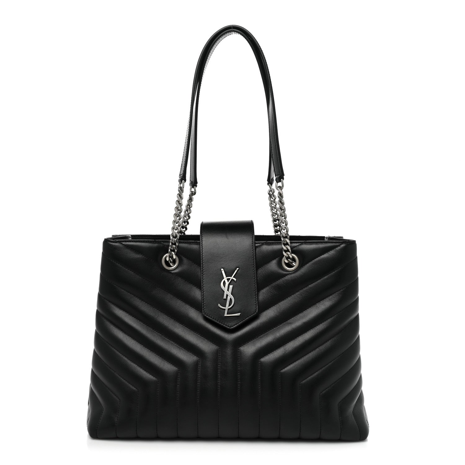 Saint Laurent Calfskin Y Quilted Monogram Large Loulou Shopper Black 1 of 10