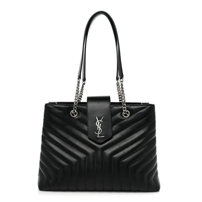 Saint Laurent Calfskin Y Quilted Monogram Large Loulou Shopper Black 1 of 10