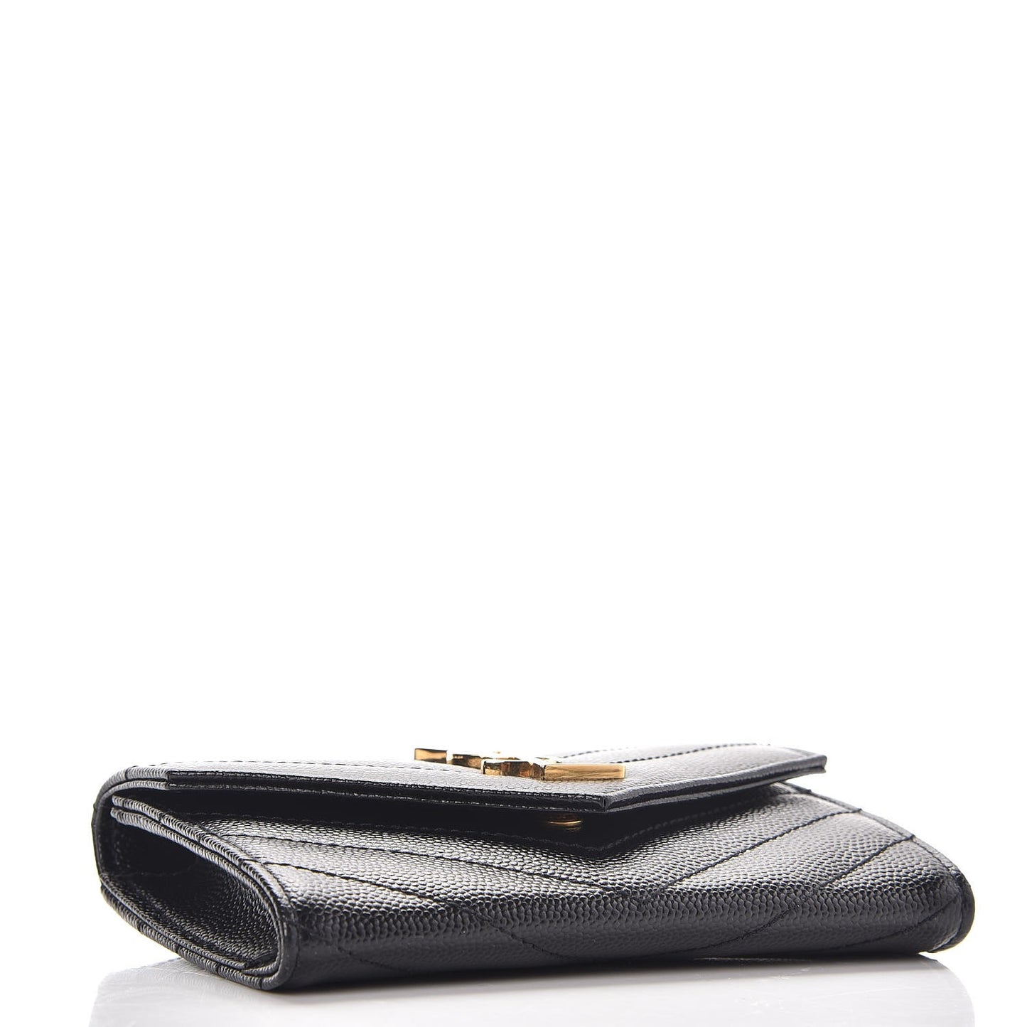 Grain De Poudre Matelasse Chevron Small Monogram Envelope Wallet Black