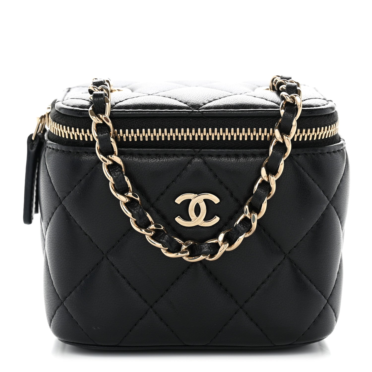 Chanel Lambskin Quilted Mini Vanity Case With Chain Black 1 of 10