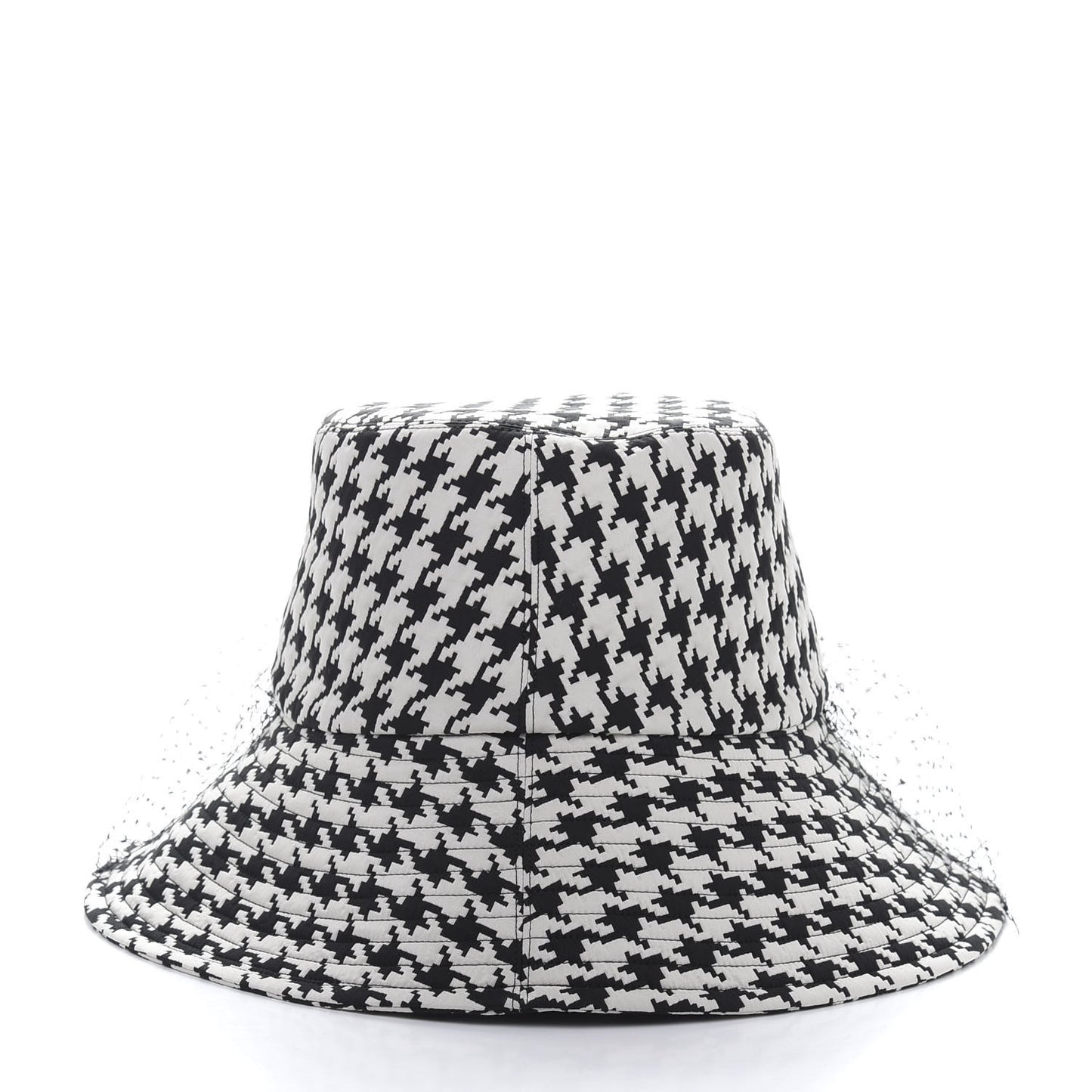 Technical Fabric 30 Montaigne Large Brim Bucket Hat with Veil 58 Black White