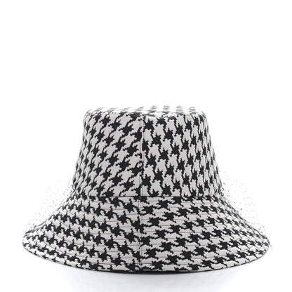 Christian Dior Technical Fabric 30 Montaigne Large Brim Bucket Hat with Veil 58 Black White 4 of 8