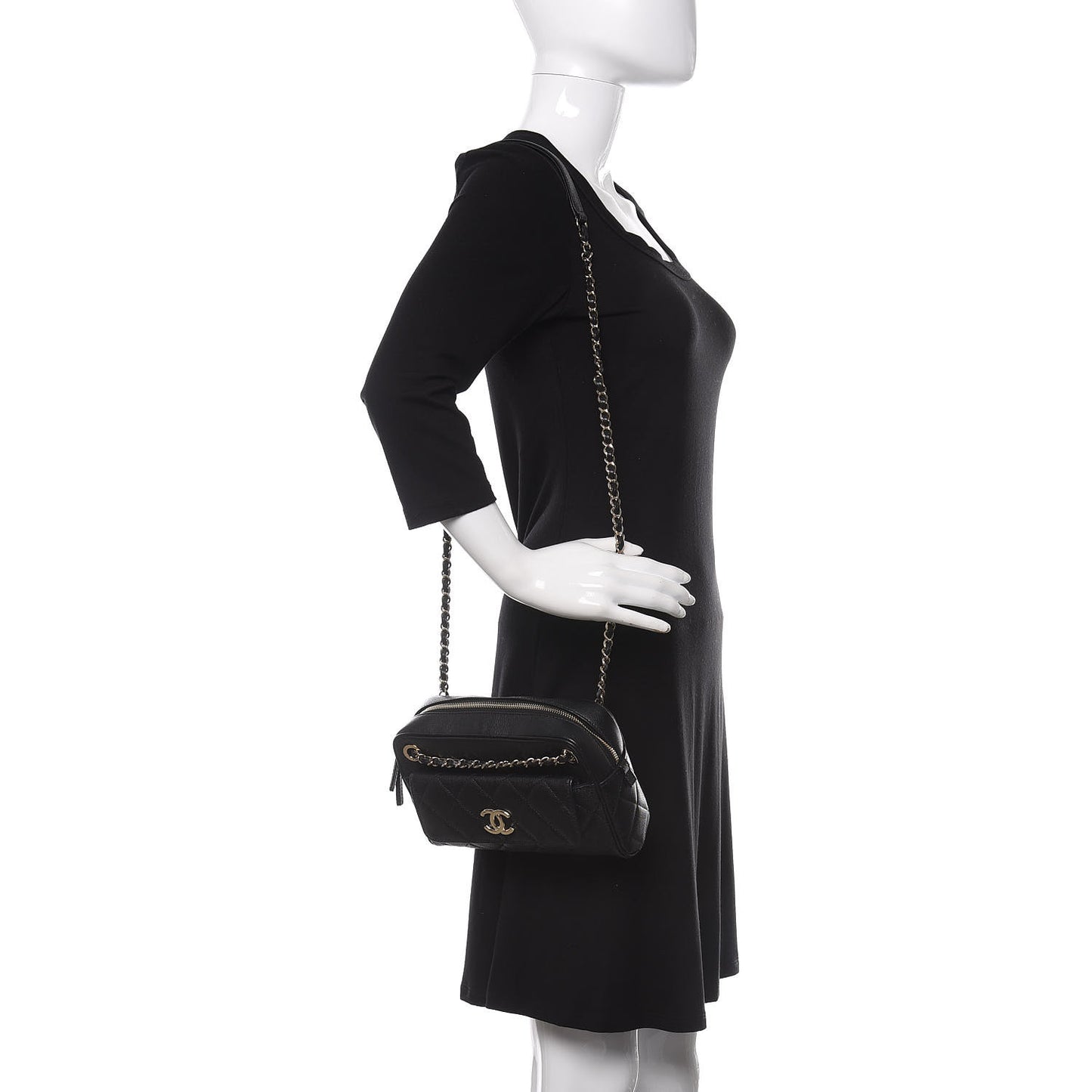 Caviar Quilted Small In & Out Camera Case Black