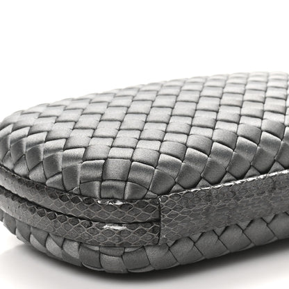 Bottega Veneta Satin Ayers Intrecciato Chain Knot Clutch Grey 8 of 9