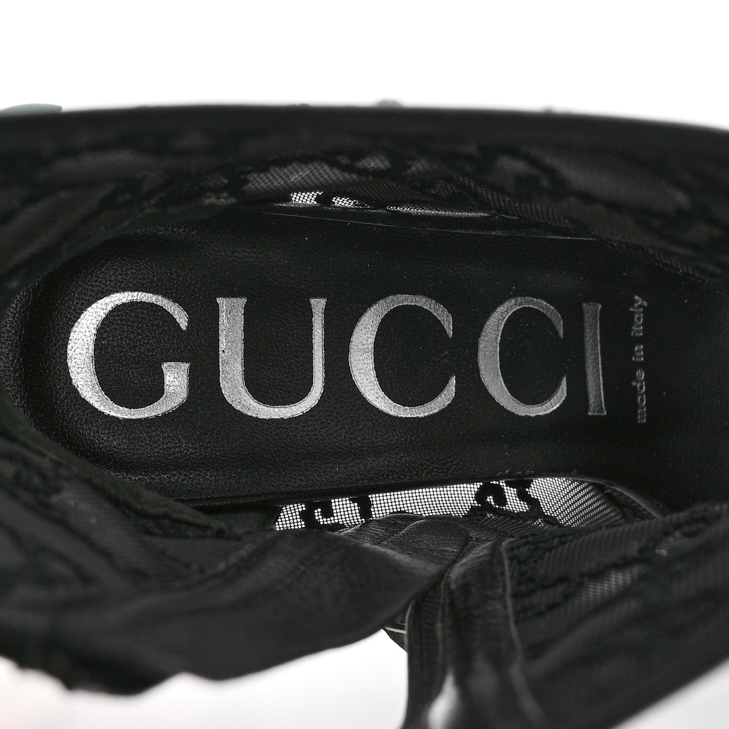 Gucci Tela Retino Kid Scamosciato Crystal GG Monogram Square Demi Boot 37 Black 6 of 8