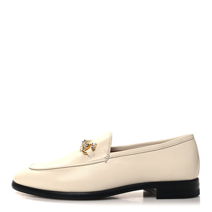 Gucci Calfskin Crystal Womens Jordaan Loafers 37 Mystic White 1 of 9