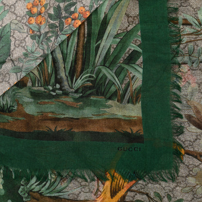Gucci Modal Silk GG Monogram GG Tian Shawl Scarf Green Dark Green 3 of 8