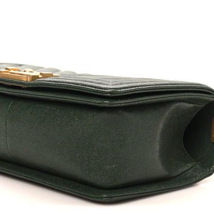 Chanel Caviar Chevron Quilted Medium Boy Flap Dark Green 10 of 11
