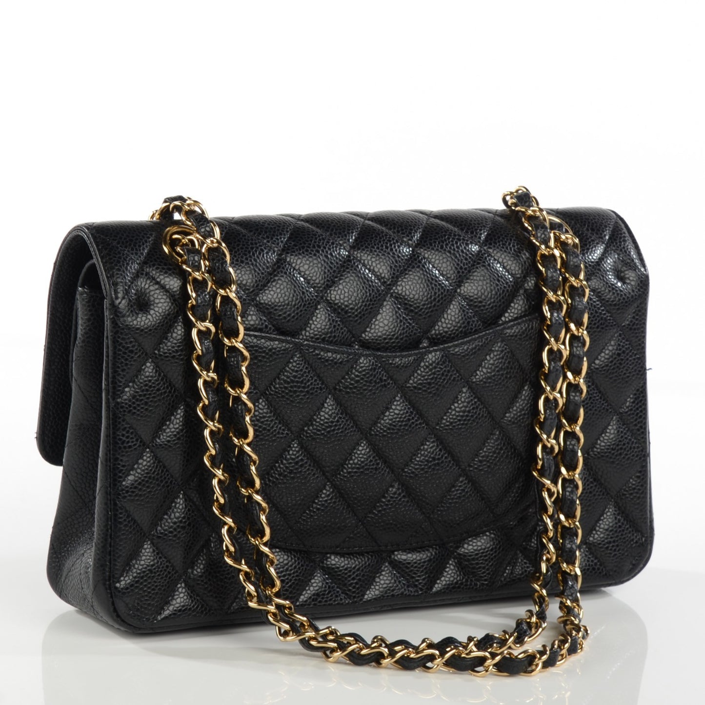 Caviar Quilted Medium Double Flap Black
