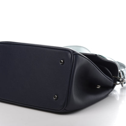Christian Dior Metallic Patent Smooth Calfskin Mini Be Dior Flap Navy Light Blue 8 of 14