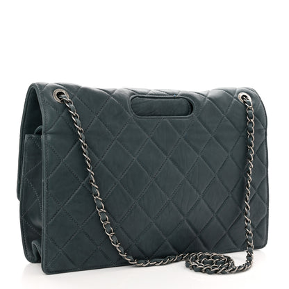 Chanel Washed Lambskin Quilted Maxi Take Away Flap Turquoise 3 of 11