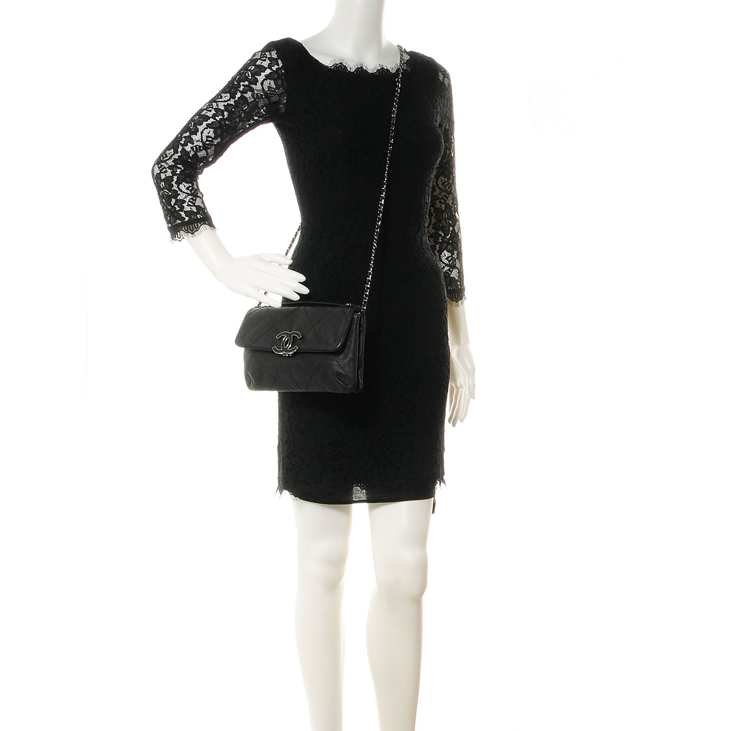 Chanel Washed Calfskin Hamptons Mini Flap Bag Black 2 of 8