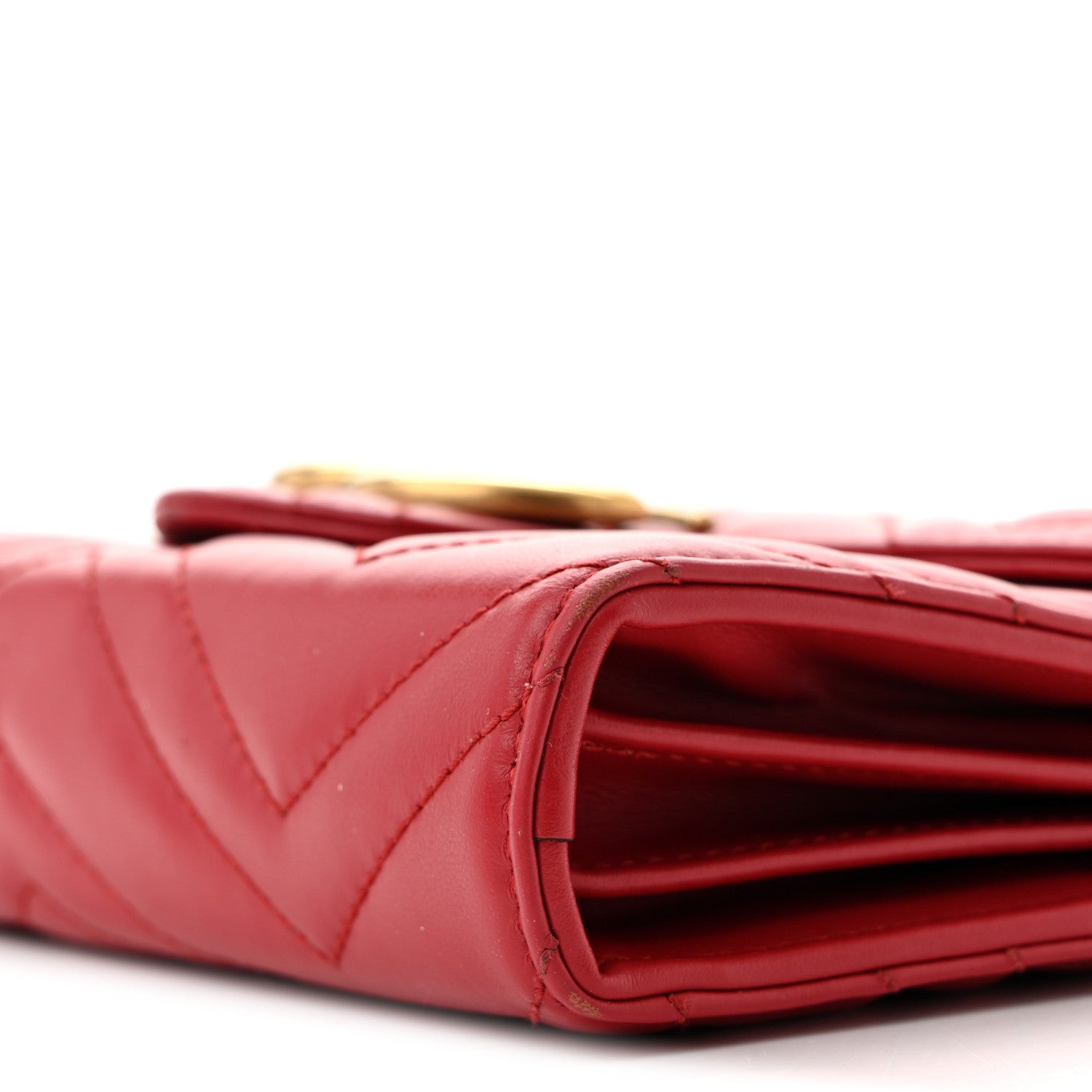Gucci Calfskin Matelasse GG Marmont Chain Wallet Hibiscus Red 9 of 15