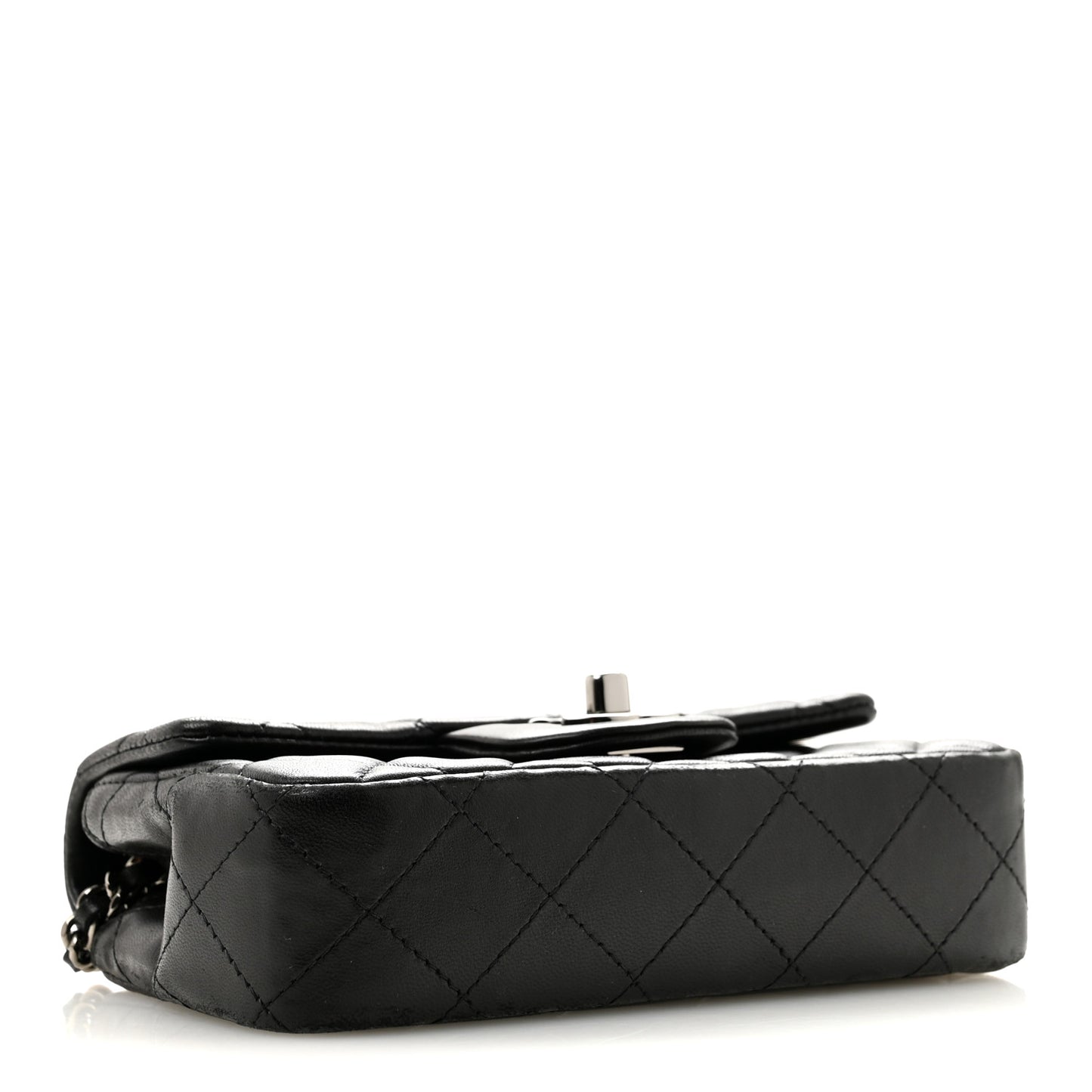Lambskin Quilted Extra Mini Rectangular Flap Black