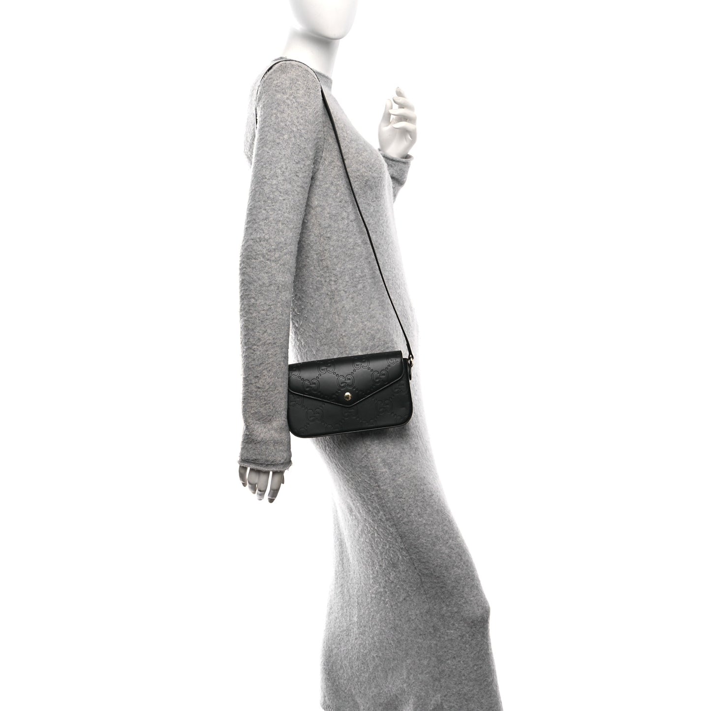 Gilbert Calfskin GG Super Mini Shoulder Bag Black
