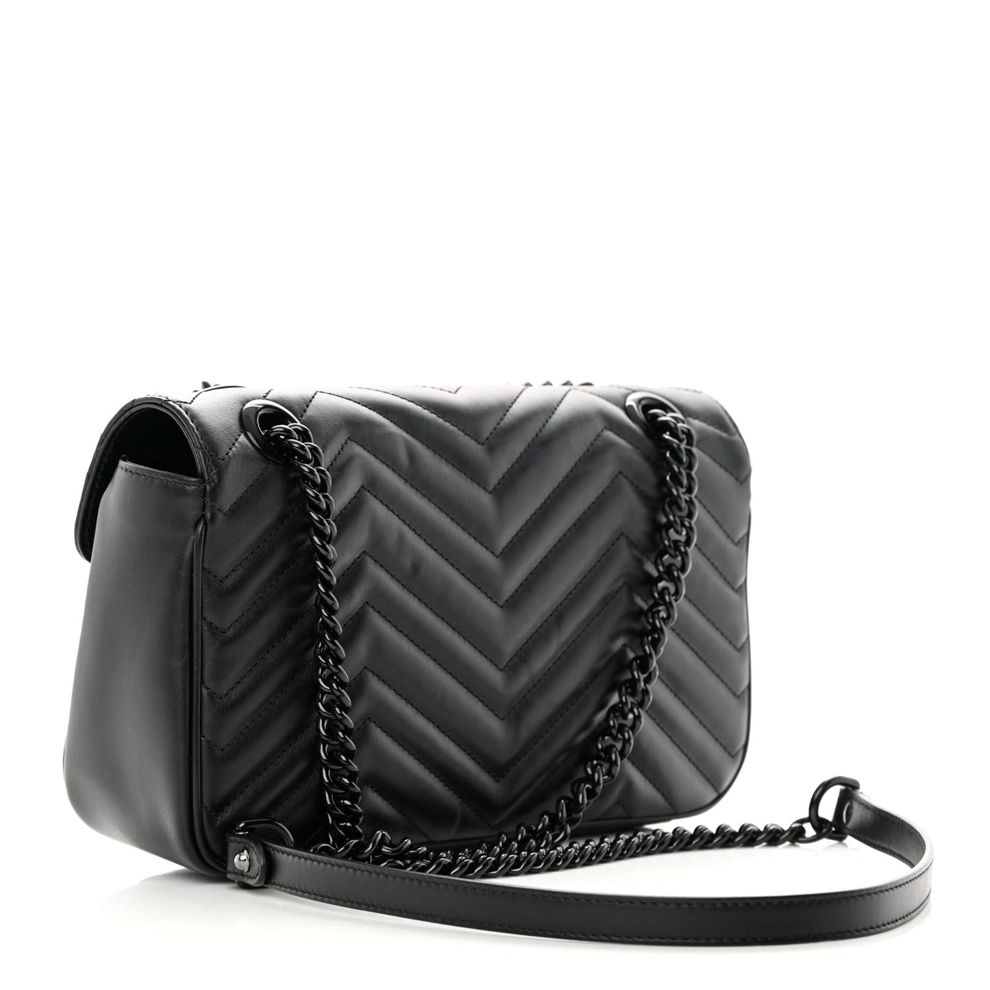 Calfskin Matelasse Monochrome Small GG Marmont Shoulder Bag Black
