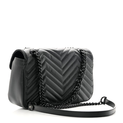 Gucci Calfskin Matelasse Monochrome Small GG Marmont Shoulder Bag Black 3 of 11