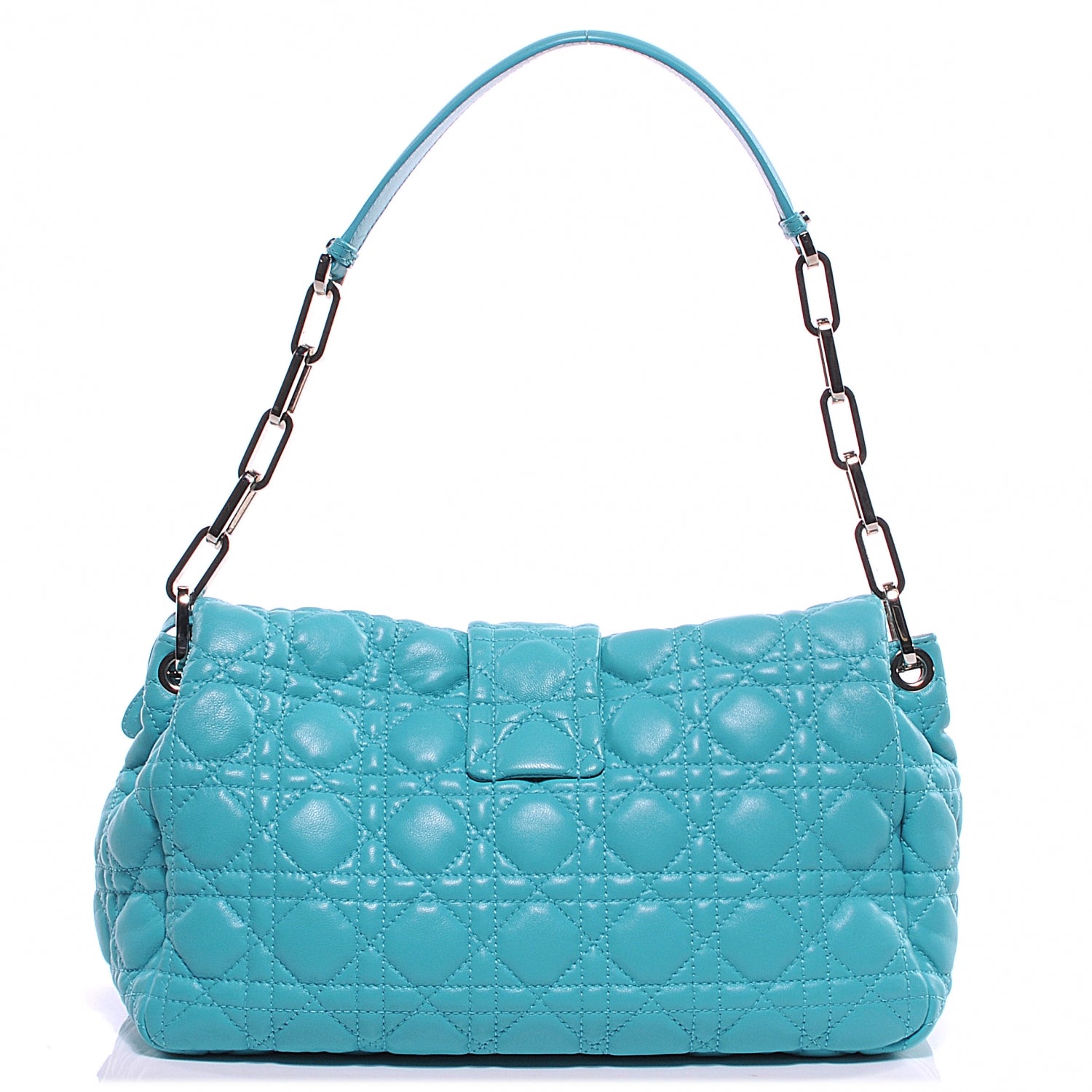 Christian Dior Lambskin Cannage New Lock Flap Bag Turquoise 9 of 13