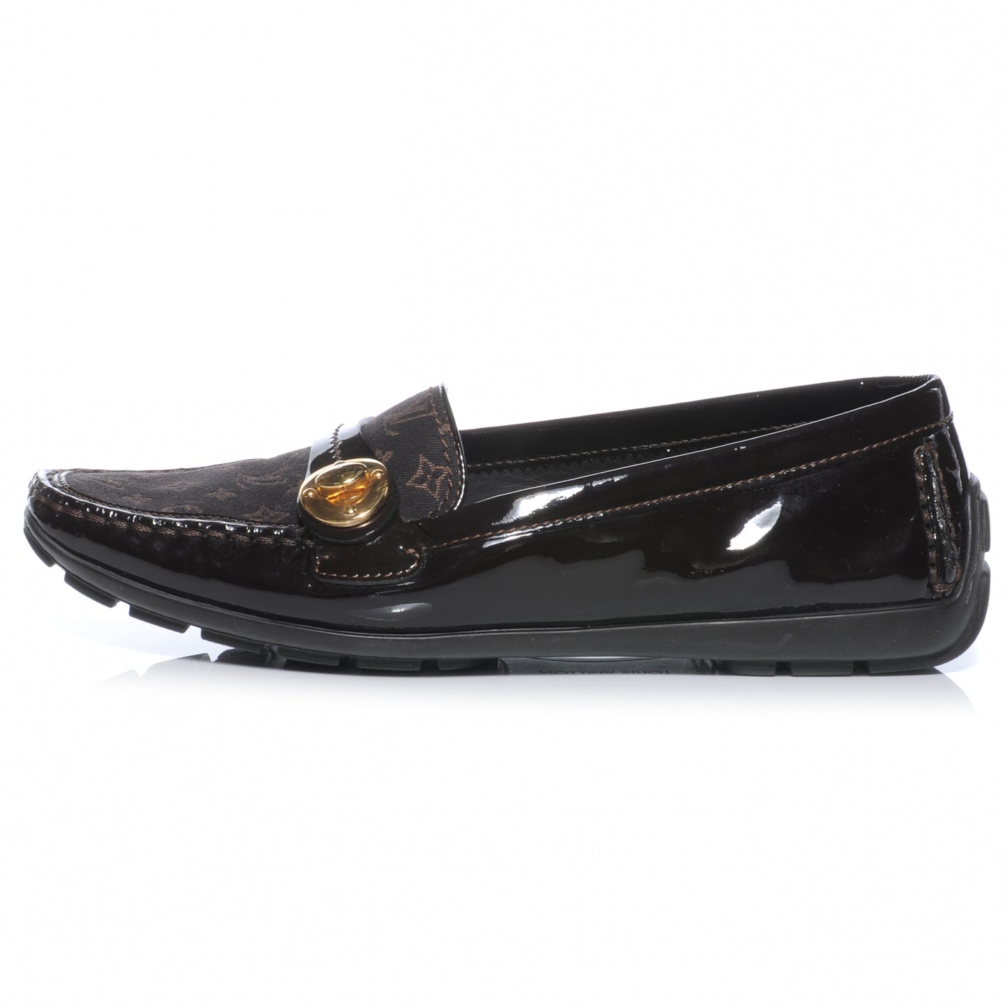 Patent Mini Lin Loafers 37.5 Brown