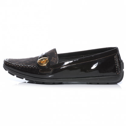 Louis Vuitton Patent Mini Lin Loafers 37.5 Brown 1 of 8