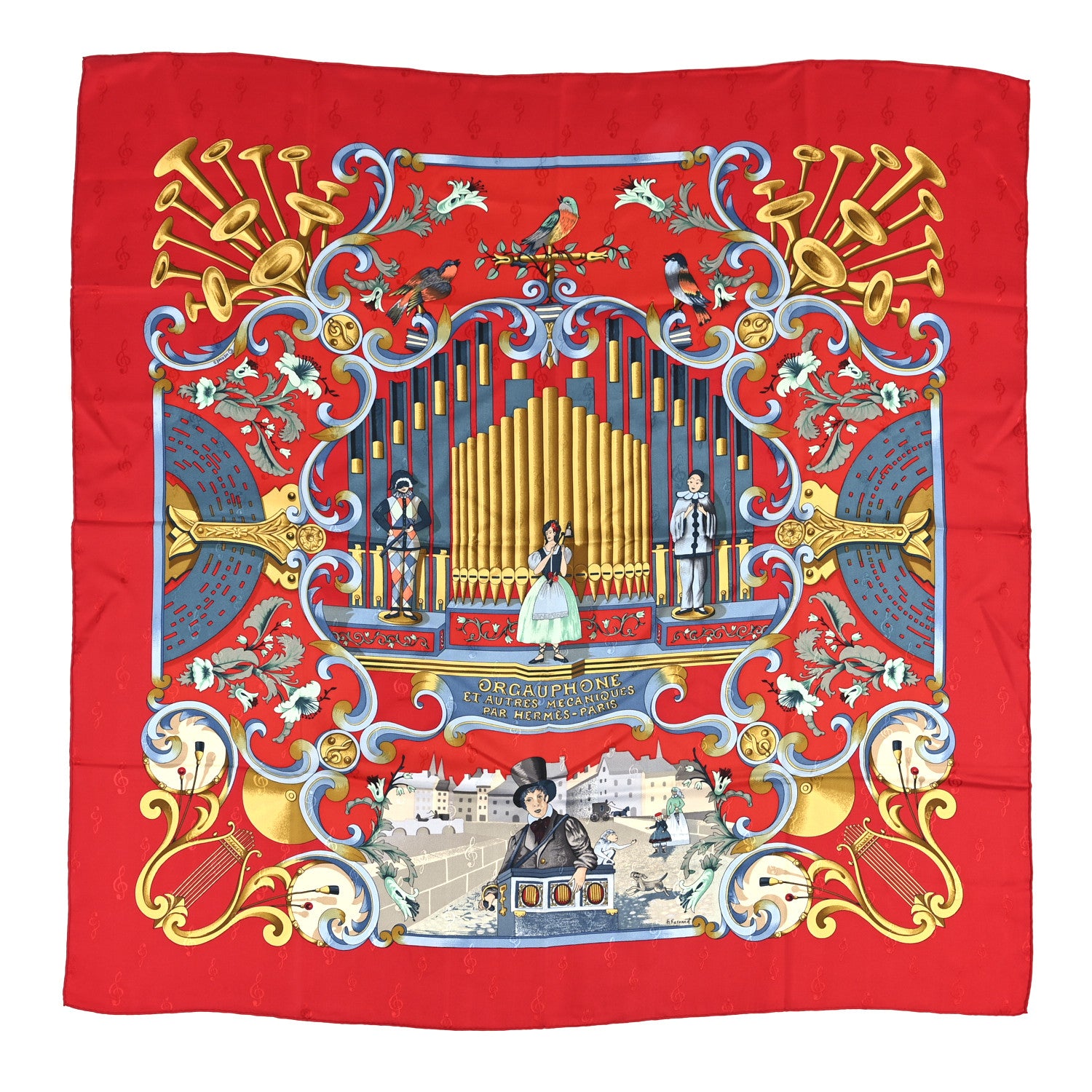 Hermes Silk Orgauphone Et Autres Mecaniques Scarf 90 1802214