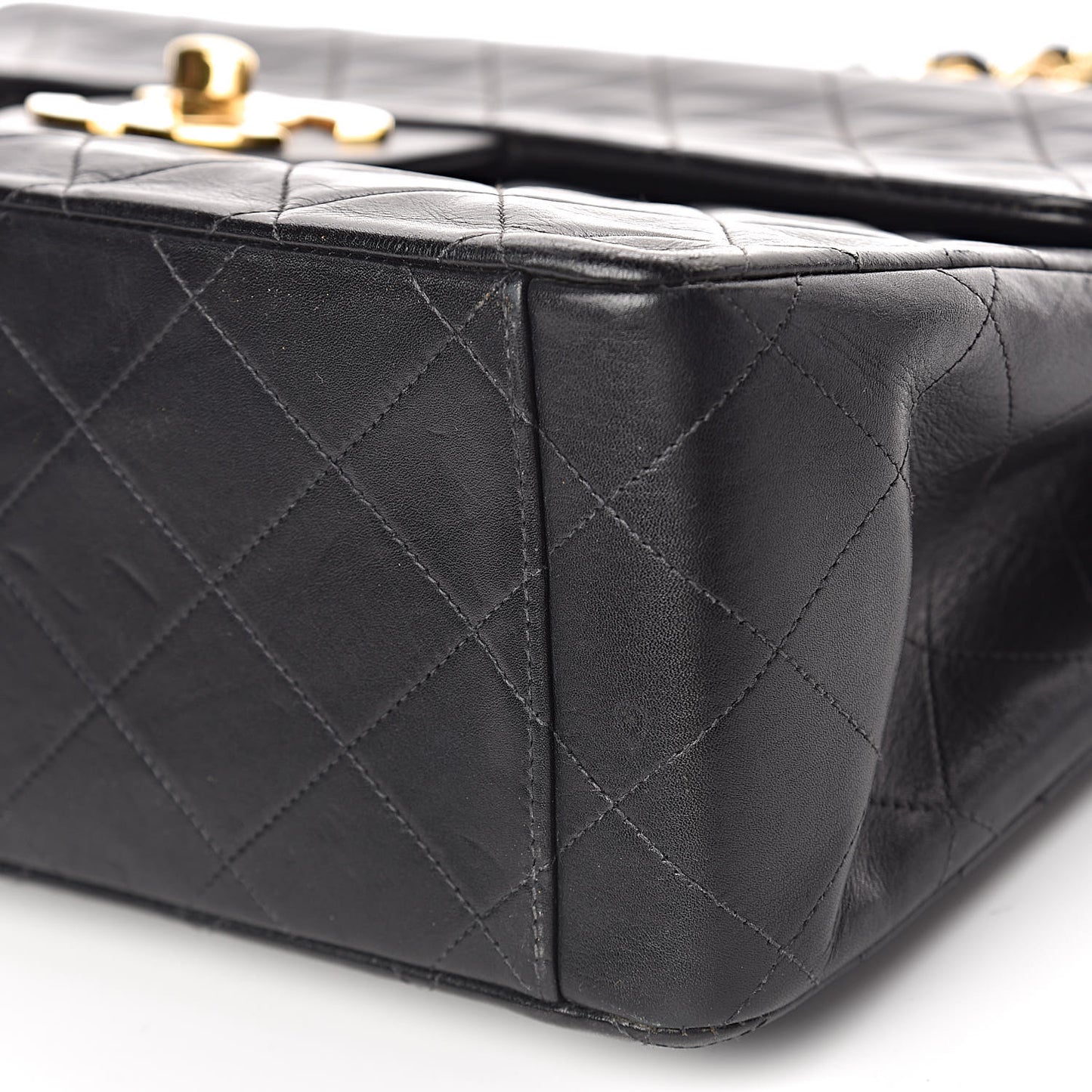 Lambskin Quilted XL Jumbo Single Flap Black