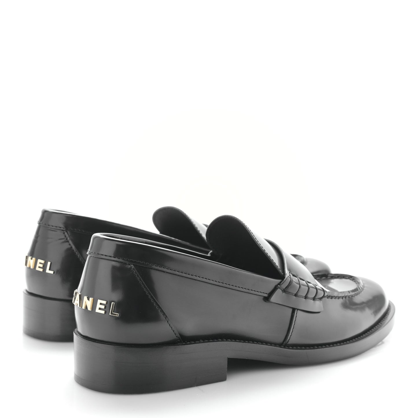 Shiny Calfskin Logo Loafers 39 Black
