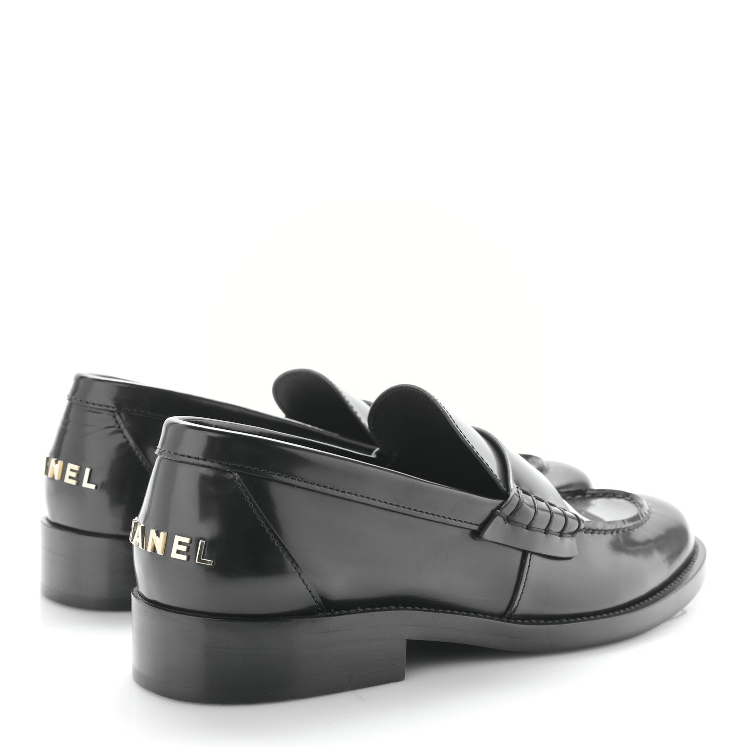 Chanel Shiny Calfskin Logo Loafers 39 Black 4 of 9