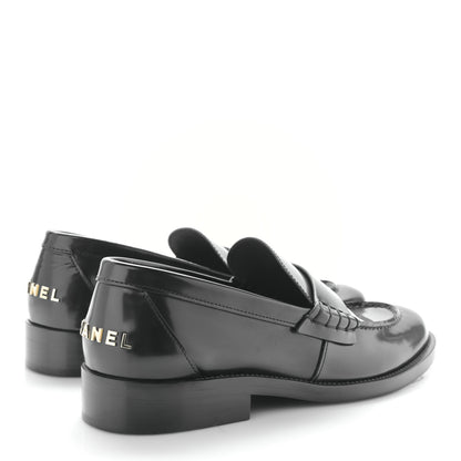 Chanel Shiny Calfskin Logo Loafers 39 Black 4 of 9