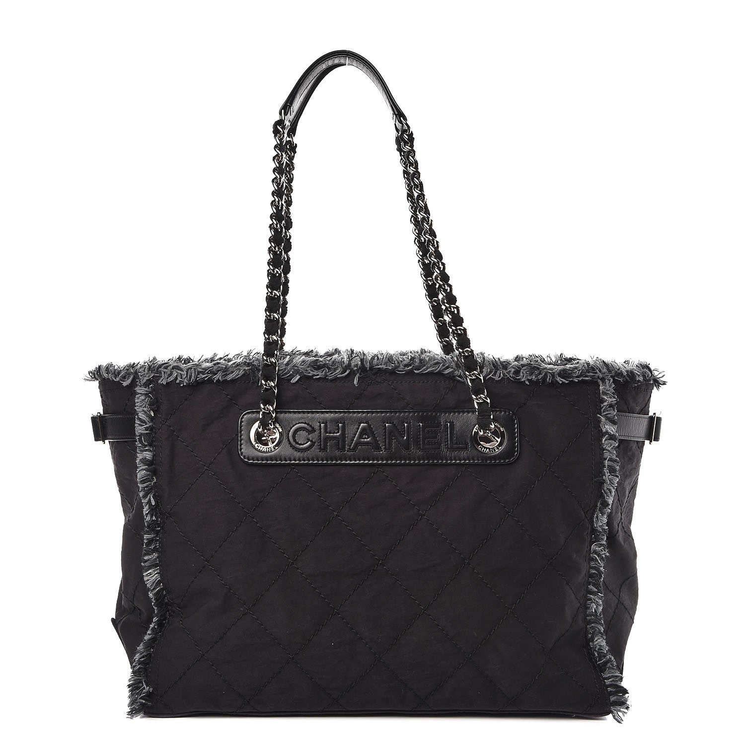 Chanel Canvas Stitched Tweed Large Tote Black 1 of 7