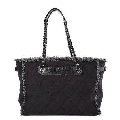 Chanel Canvas Stitched Tweed Large Tote Black 1 of 7