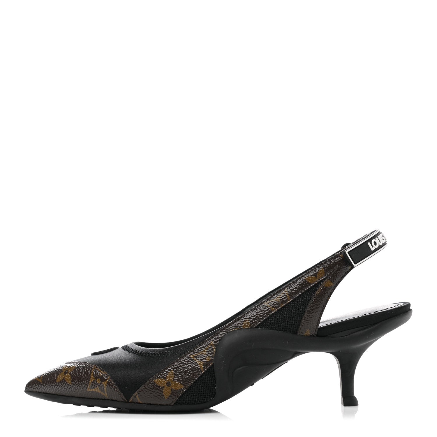 Louis Vuitton Monogram Call Back Sling Back Pumps 37.5 Black 1 of 8