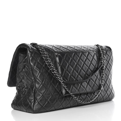 Chanel Calfskin Quilted XXL Travel Flap Bag Black 3 of 9