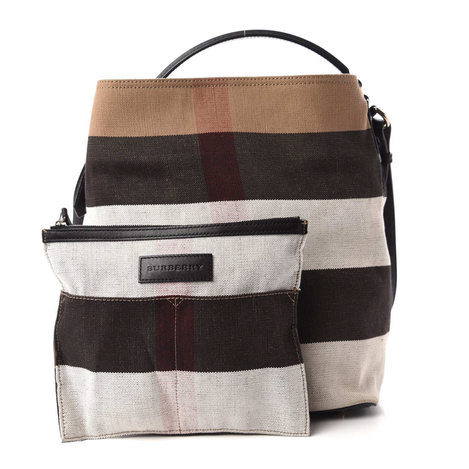 Burberry Canvas Mega Check Medium Ashby Hobo Black 10 of 10