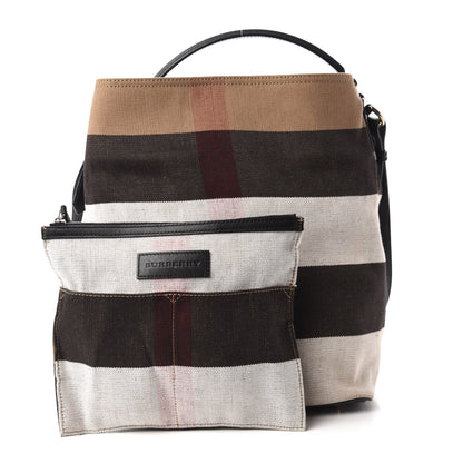 Burberry Canvas Mega Check Medium Ashby Hobo Black 10 of 10