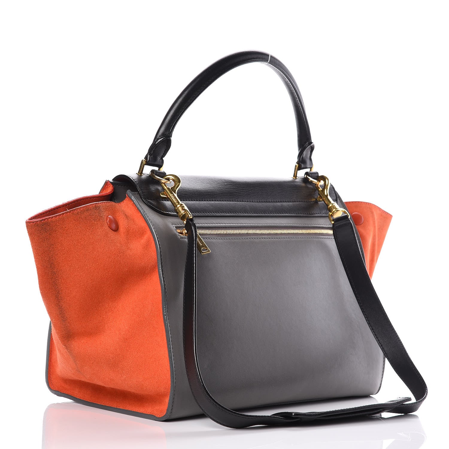 Celine Smooth Calfskin Suede Medium Tri-Color Trapeze Flamingo 4 of 21