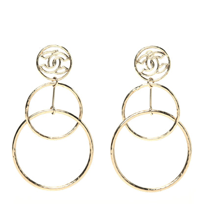 Chanel CC Hoop Drop Earrings Gold 1 of 5
