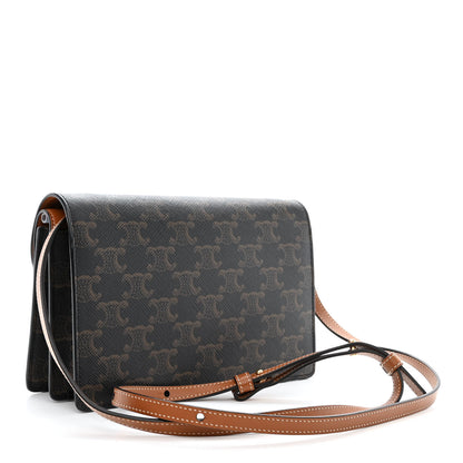 Celine Triomphe Canvas Lambskin Wallet On Strap Tan 3 of 11
