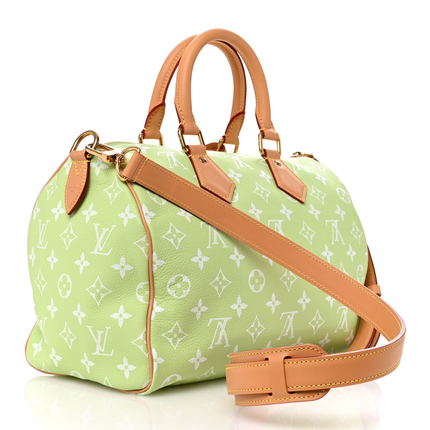 Louis Vuitton Calfskin Monogram Speedy P9 Bandouliere 30 Frozen Lime 3 of 11