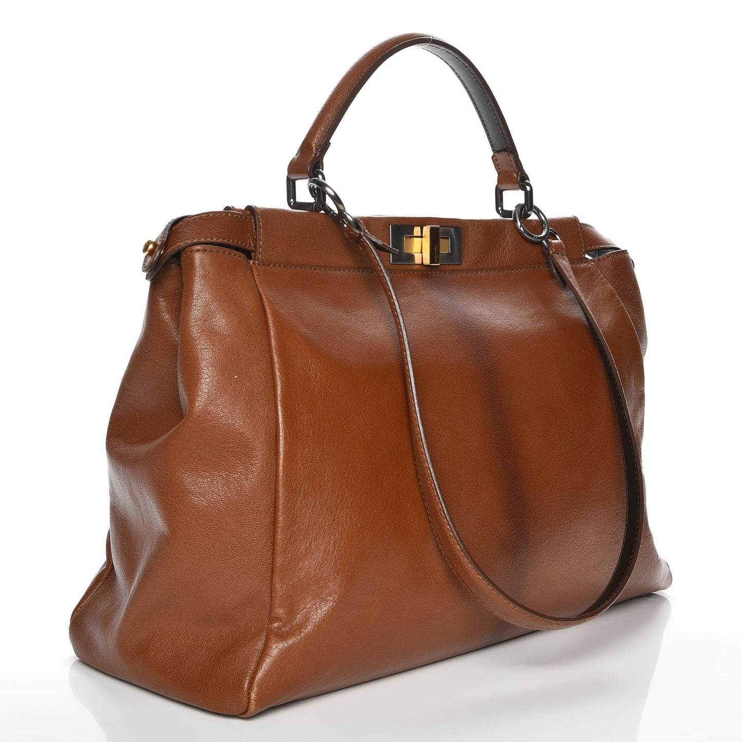 Goatskin Zucca Large Peekaboo Iconic Satchel Cuoio Tobacco Moro