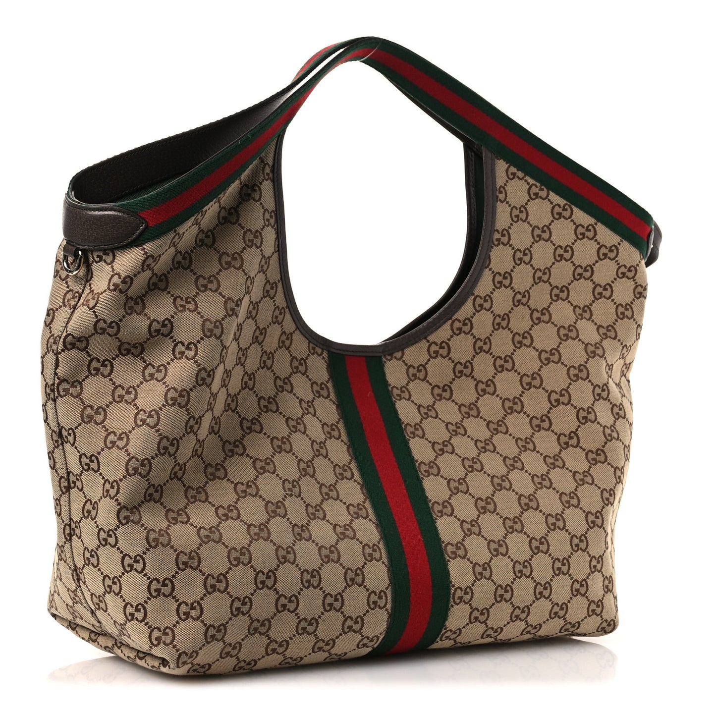 GG Monogram Web Large Giglio Tote Beige Brown