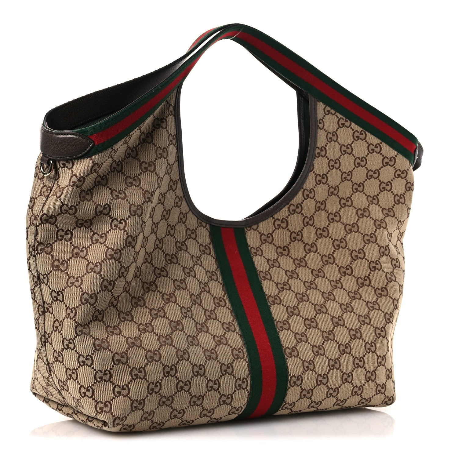 Gucci GG Monogram Web Large Giglio Tote Beige Brown 4 of 12