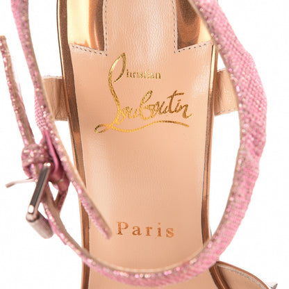 Christian Louboutin Patent Glitter Tisse Miss Roma 100 Sandals 40 Version Poudre 7 of 8