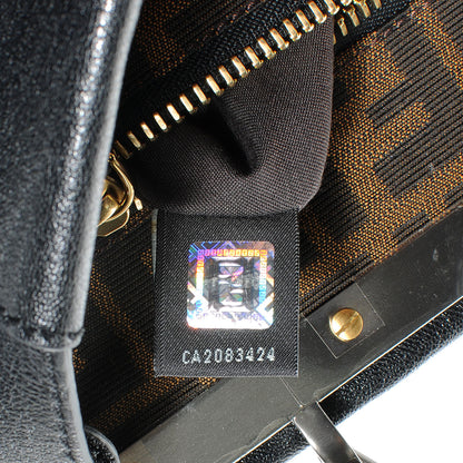 Fendi Goatskin Zucca Medium Peekaboo Iconic Satchel Black Tobacco 6 of 8