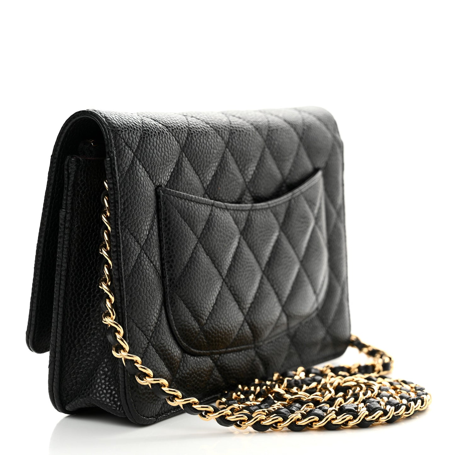 Caviar Quilted Wallet On Chain WOC Black