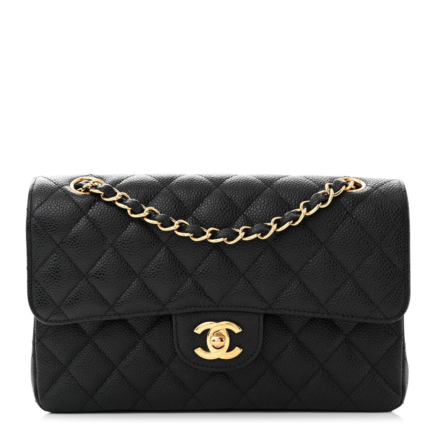 Caviar Quilted Small Double Flap Black