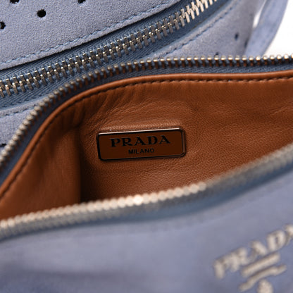 Prada Suede Perforated Zip Around Tote Astrale Nocciolo 9 of 10