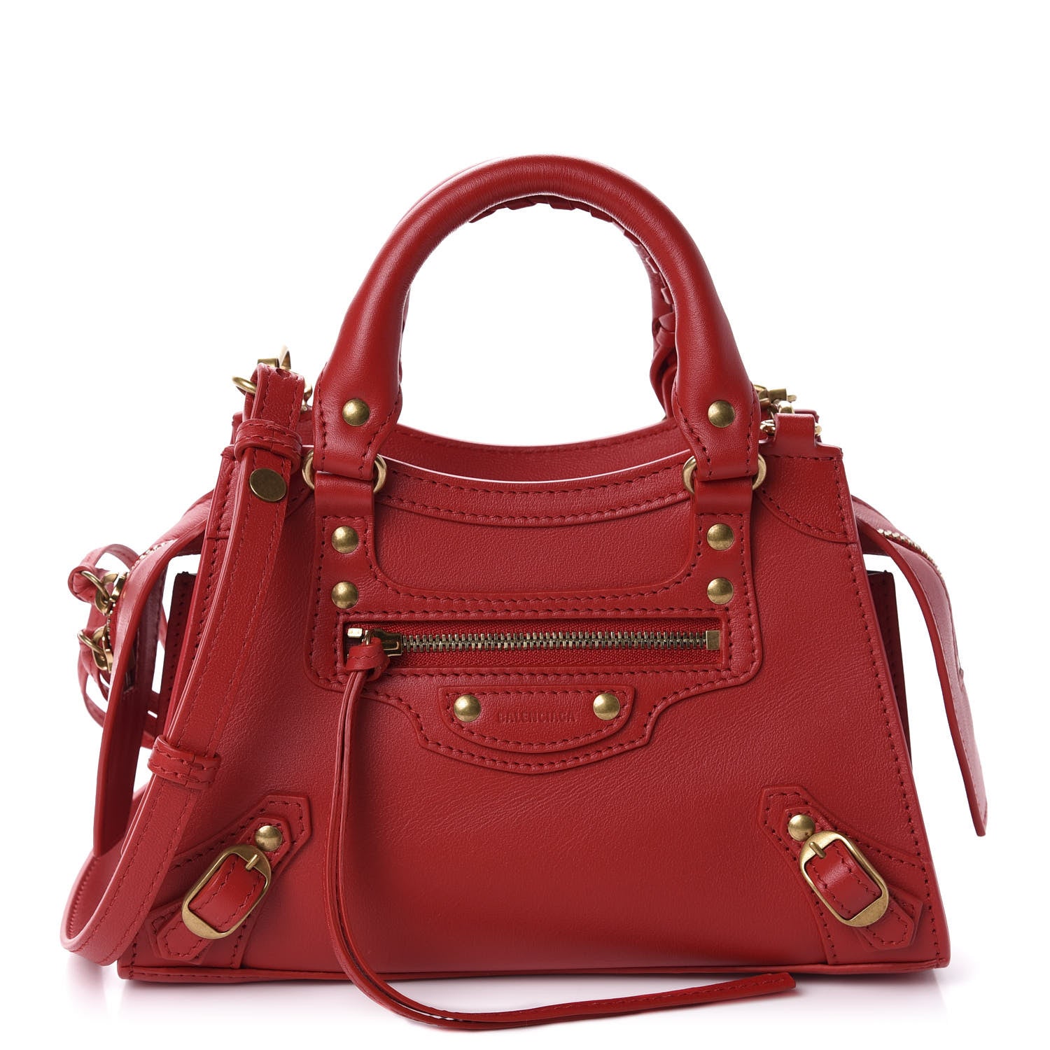 Balenciaga Smooth Calfskin Neo Classic Brass Hardware Mini City Red 1 of 11
