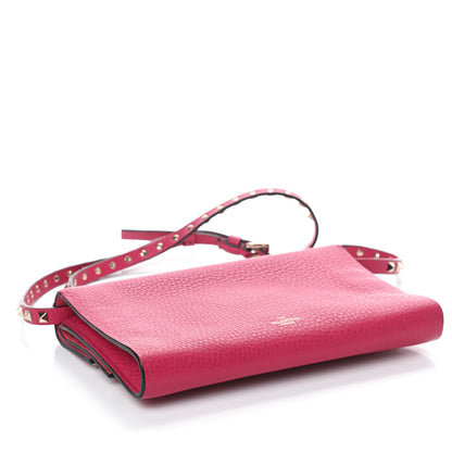 Valentino Garavani Pebbled Calfskin Rockstud Double Flap Crossbody Bag Blossom 4 of 9